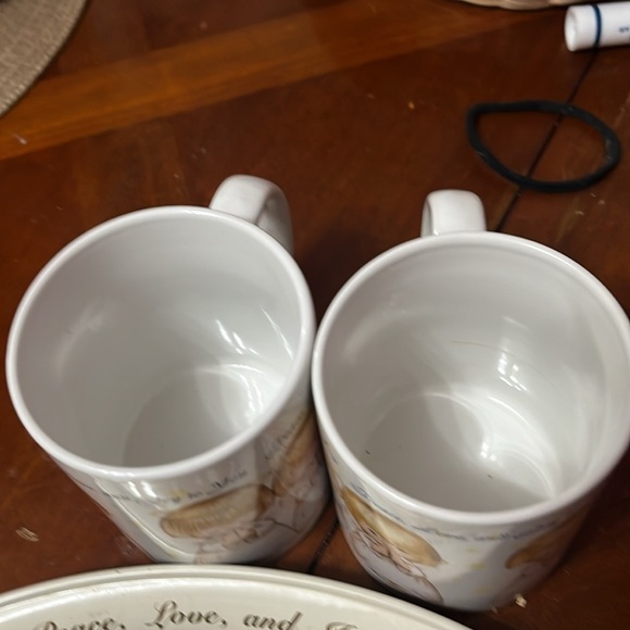 Peace Love and Joy to You” ~ Four Angels Coffee Mugs w/Tray ~ Houston Harvest - Picture 3 of 5